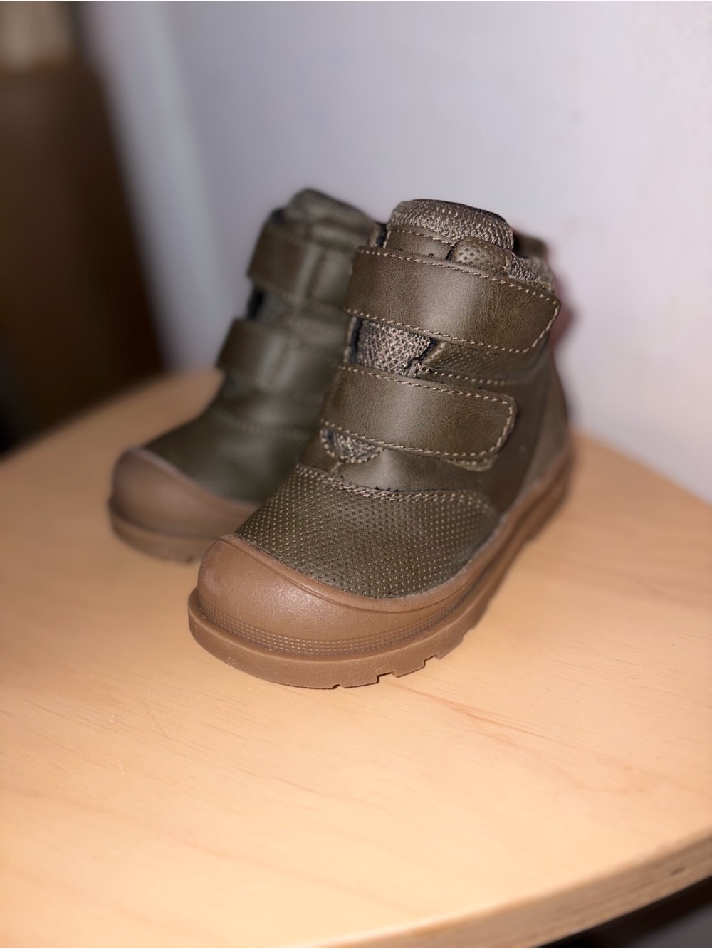 Jumping Beans Kids Brown Olive High-Top Velcro Boots Size 5T